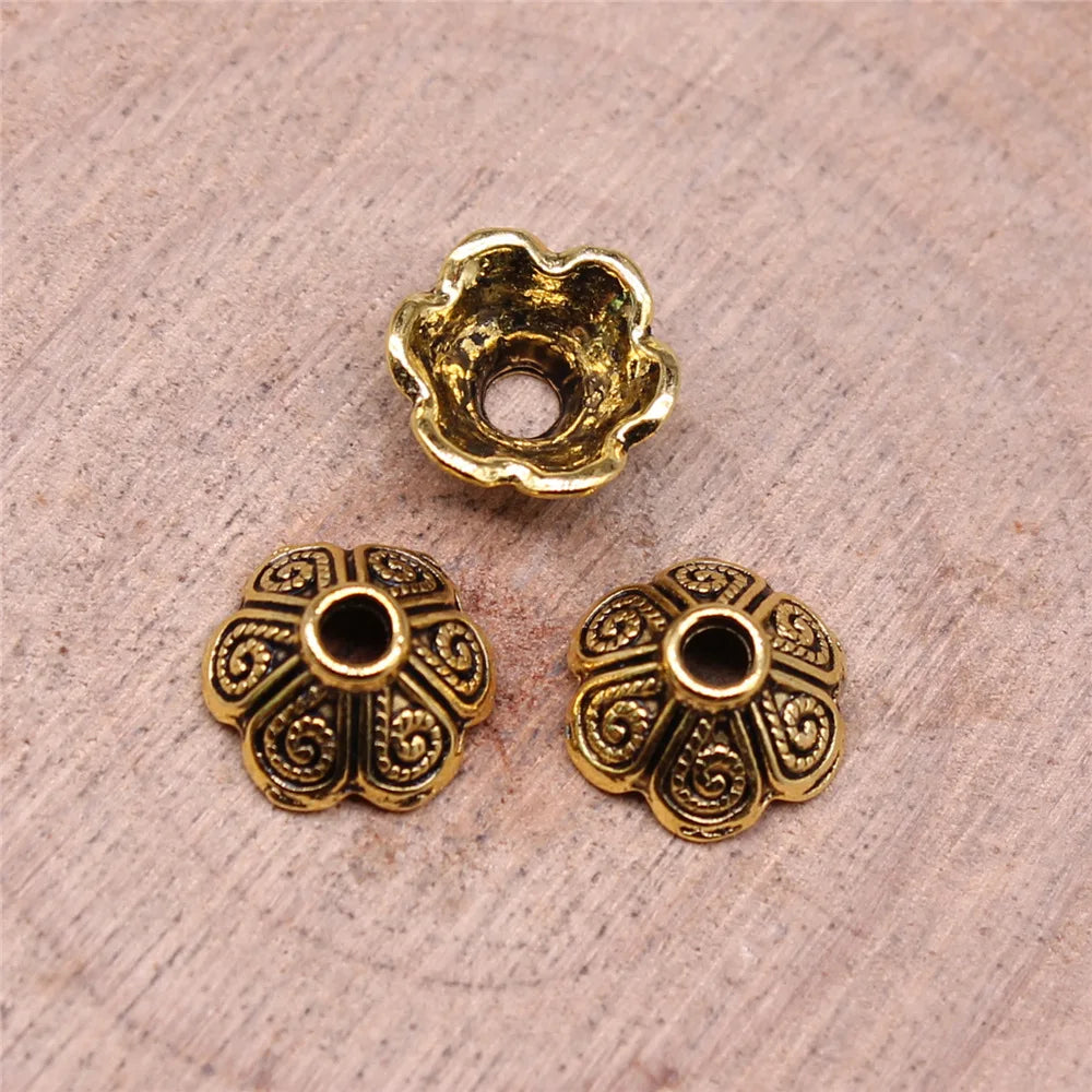 9x9x4mm 0.4g Multicolor Zinc Alloy Flower Bead Cap Jewelry Findings for DIY Necklace Bracelet Making