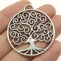 47x42mm 11g Antique Silver Zinc Alloy Round Tree of Life Charm Pendant for DIY Necklace Making