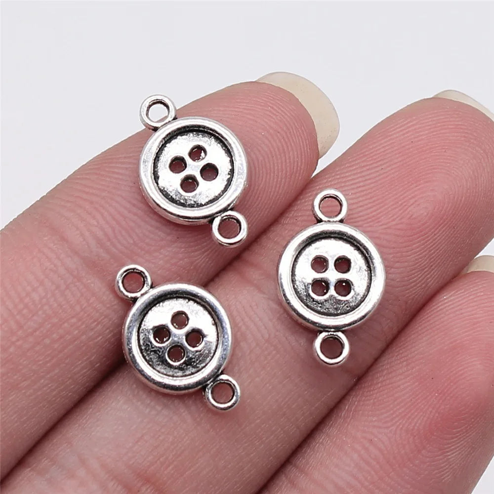 16x10mm 0.8g Antique Silver Zinc Alloy Button Connector Charm for DIY Bracelet Necklace Jewelry Making
