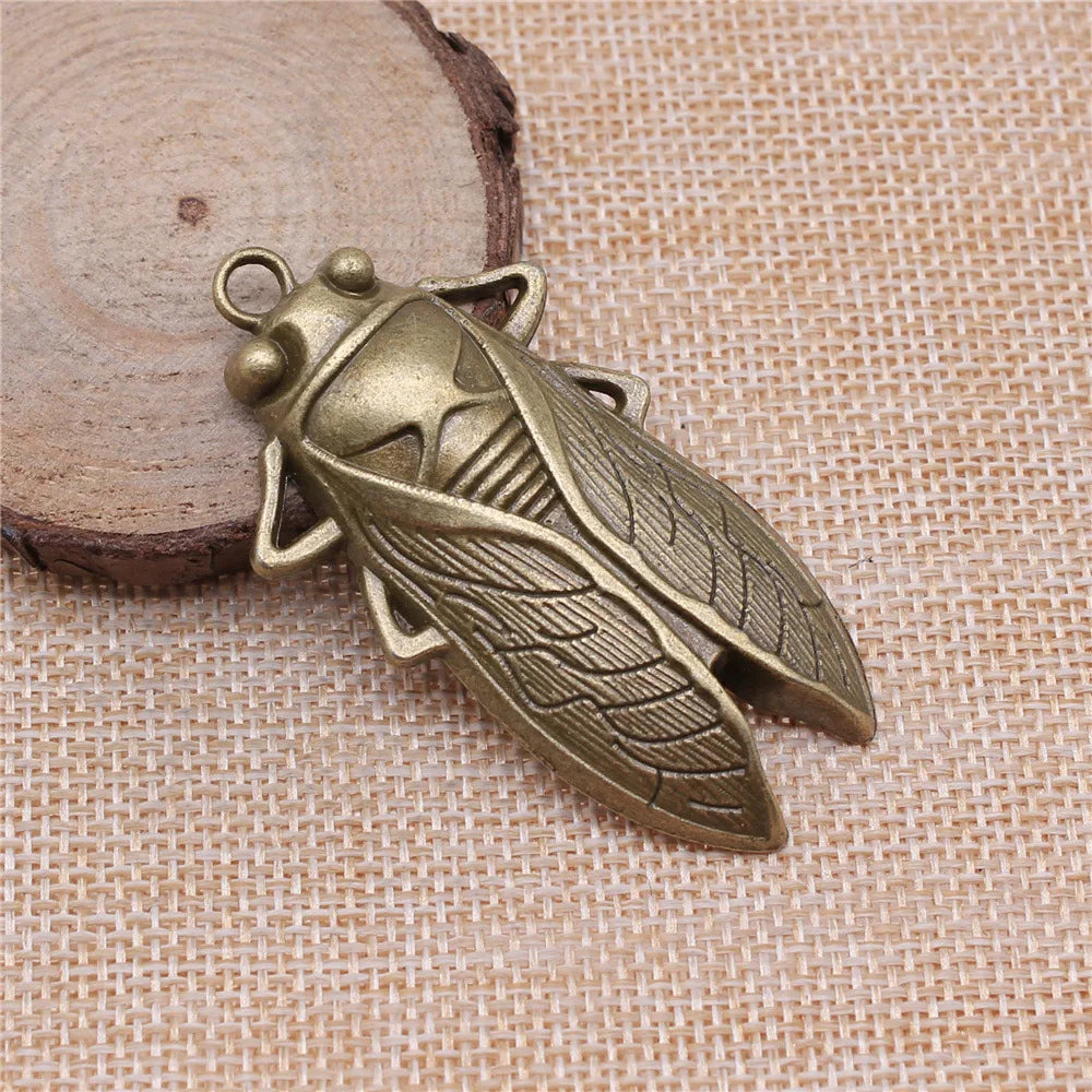62x33mm 10.1g Multicolor Zinc Alloy Large Cicada Charm Pendant for DIY Insect Jewelry Making