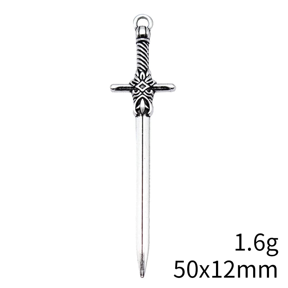 50x12mm 1.6g Multicolor Zinc Alloy Anime Cosplay Knife Weapon Charm Pendant for DIY Jewelry Making