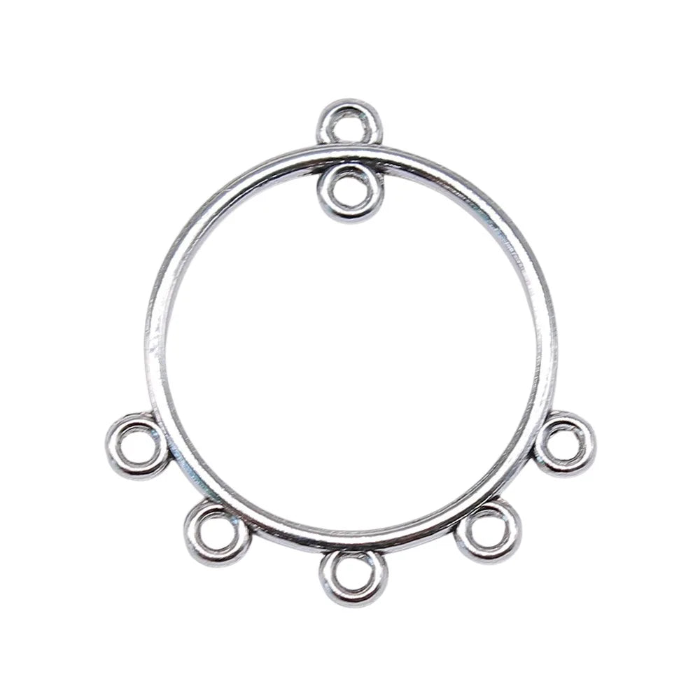 30x28mm 1.4g Multicolor Zinc Alloy Round Earring Connector Charms for DIY Earrings