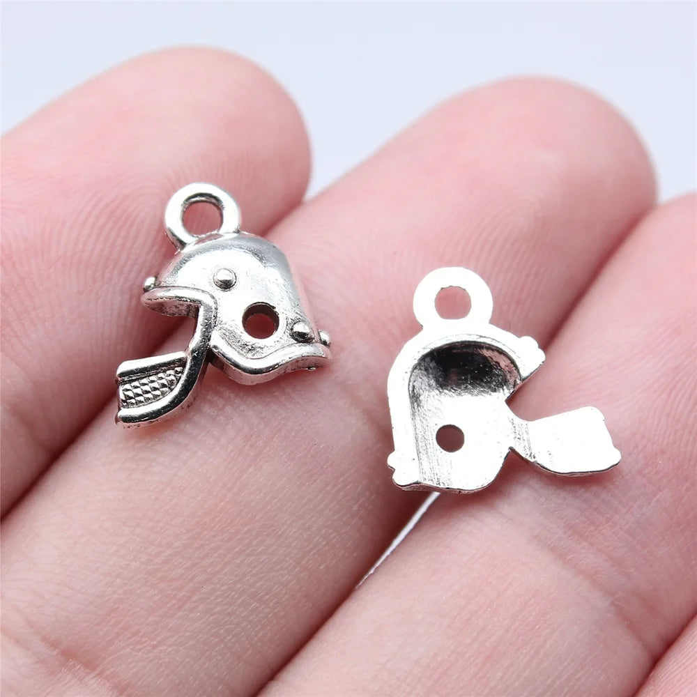 13x13mm 0.7g Antique Silver Zinc Alloy Golf Ball Helmet charm pendant for sports themed DIY jewelry