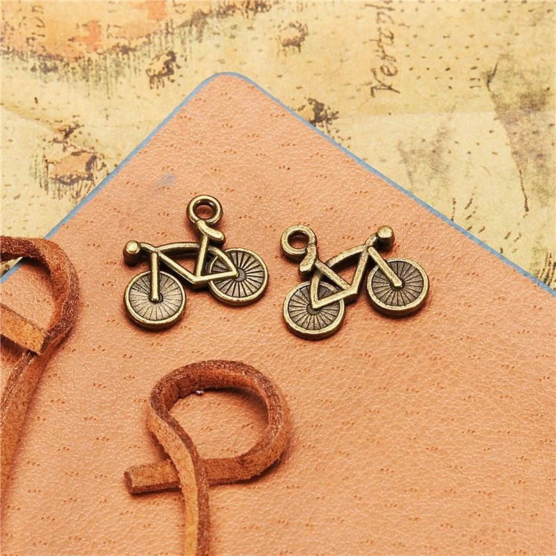 16x14MM Antique Silver Zinc Alloy Bicycle Double Sided Charm Pendant for DIY Necklace Bracelet Jewelry Making