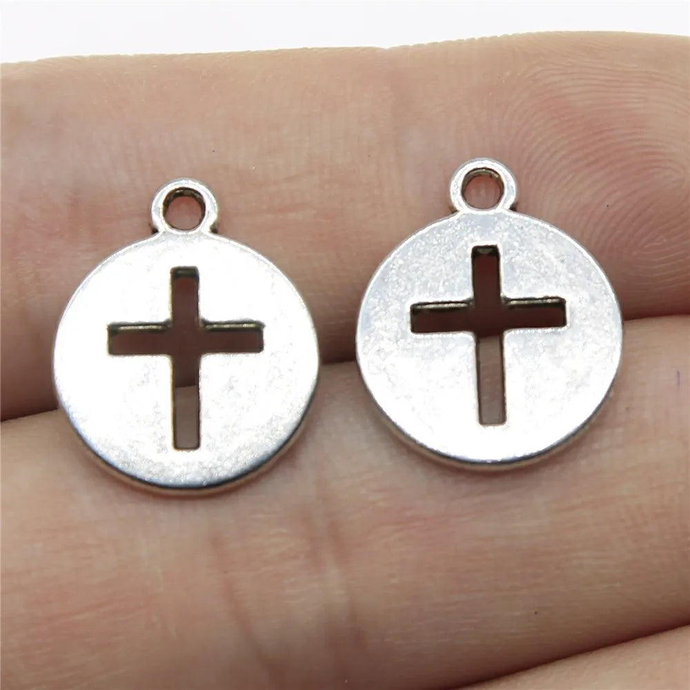 15mm 1.2g Multicolor Zinc Alloy Cross Charm Pendant for DIY Bracelet Necklace Jewelry Making