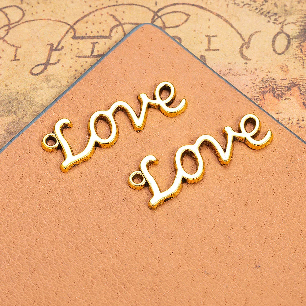 30x10MM Zinc Alloy LOVE Charm Pendant for DIY Necklace Bracelet Jewelry Making