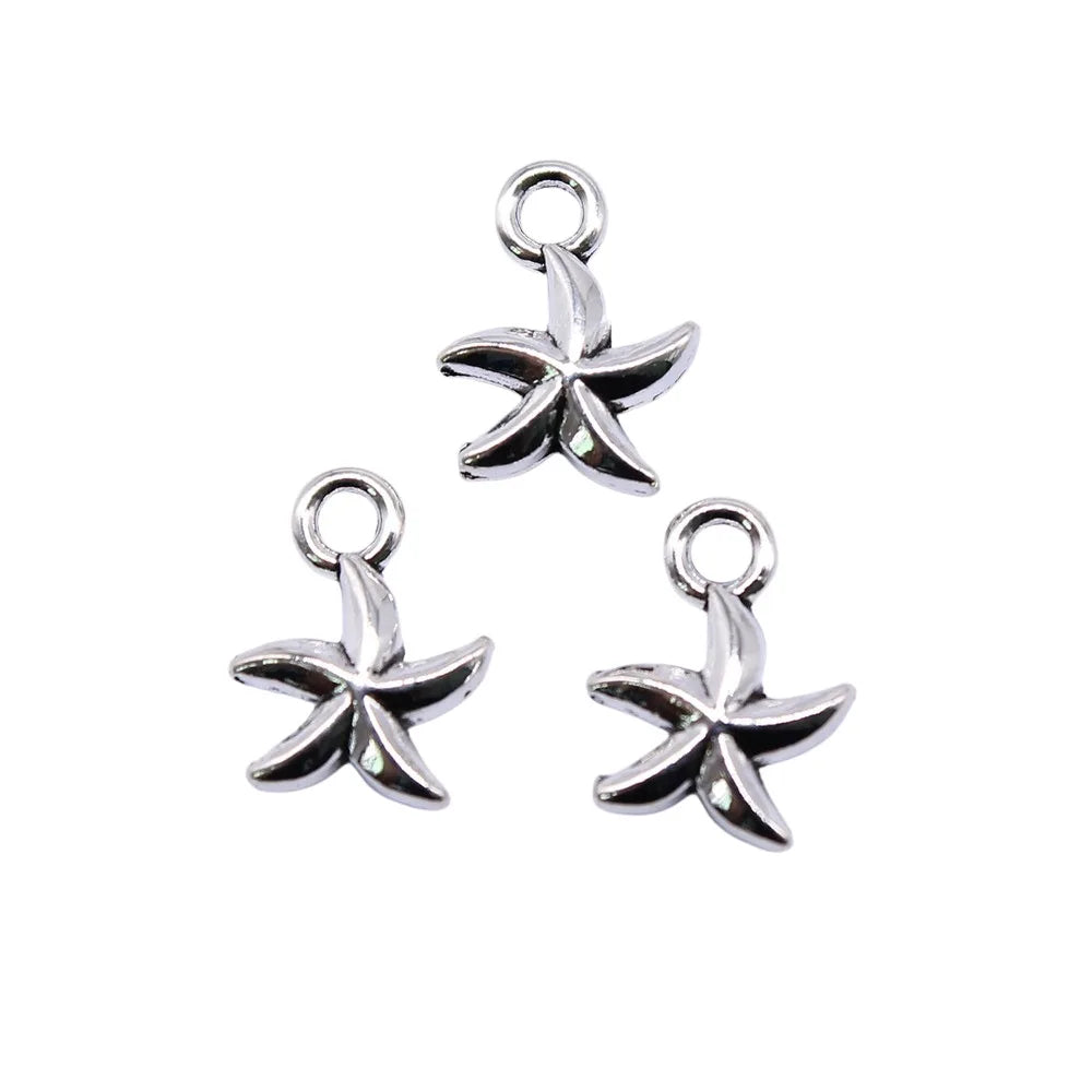 12x7mm 0.5g Multicolor Zinc Alloy Starfish charm pendant for earrings bracelet DIY jewelry making