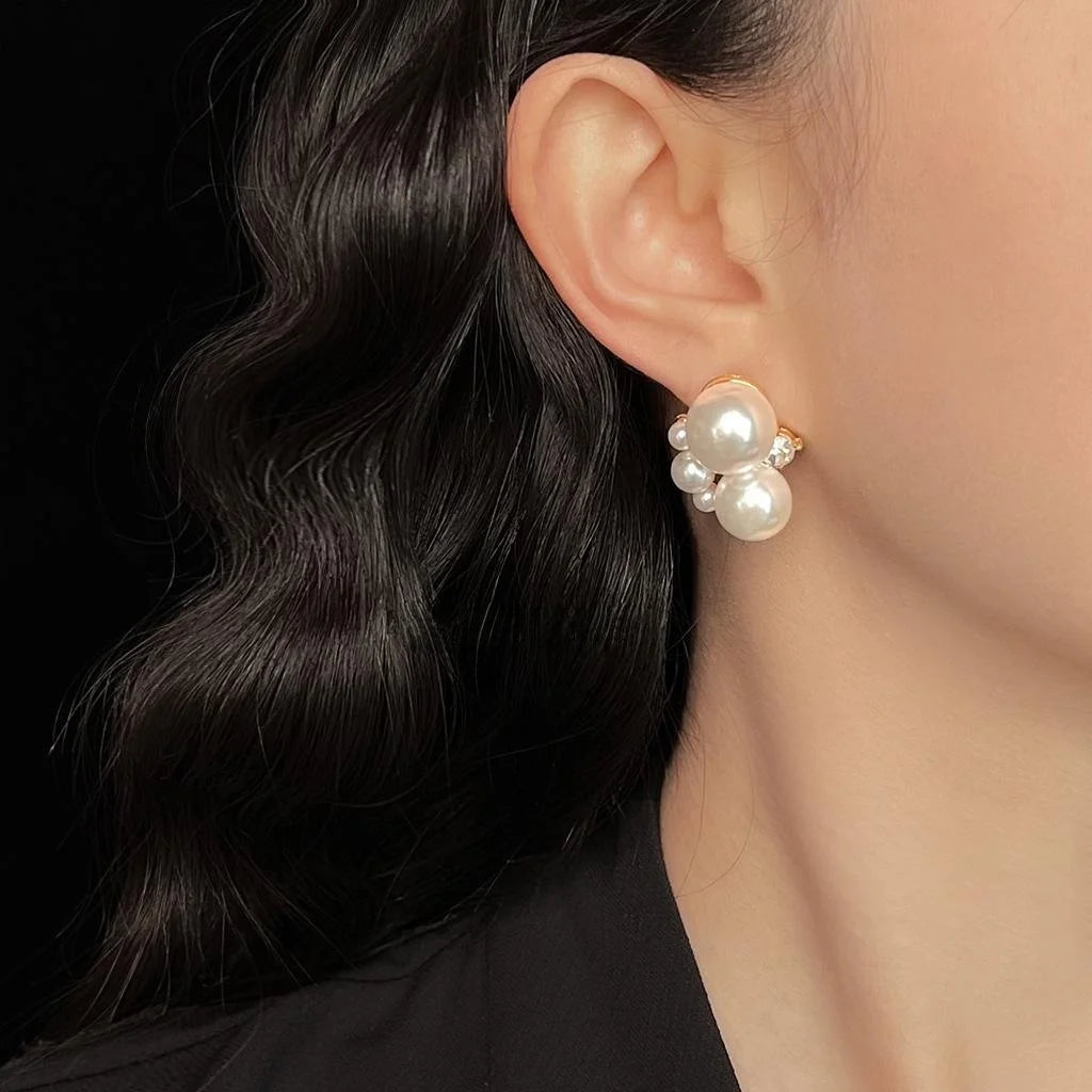 Light Luxury 14K Plated Round Resin Pearl Drop Earrings Geometric Elegant Minimalist Jewelry