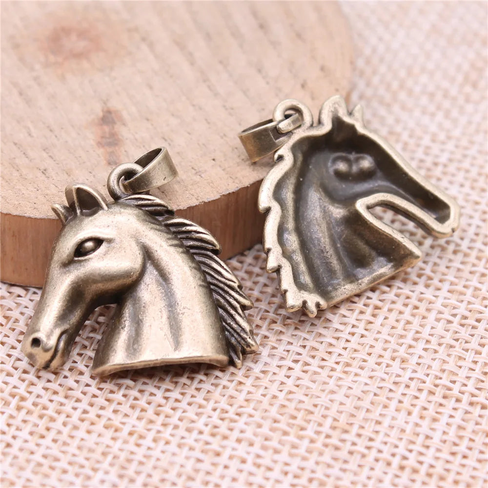 25x23mm 4.39g Multicolor Zinc Alloy Horse Head Charm Pendant for DIY Necklace Bracelet Jewelry Making