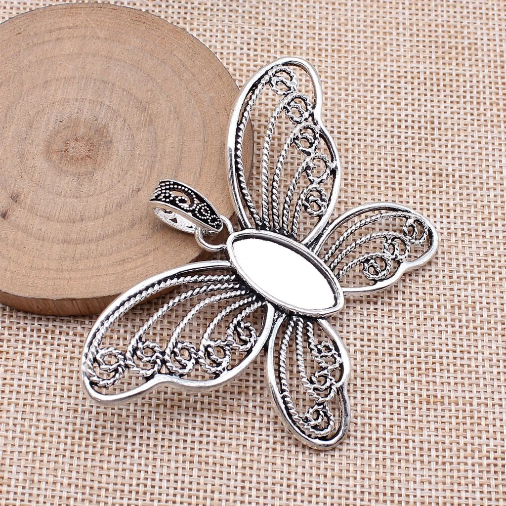 76x49mm 14.7g Antique Silver Zinc Alloy Butterfly Charm Pendant for DIY Necklace Bracelet Making