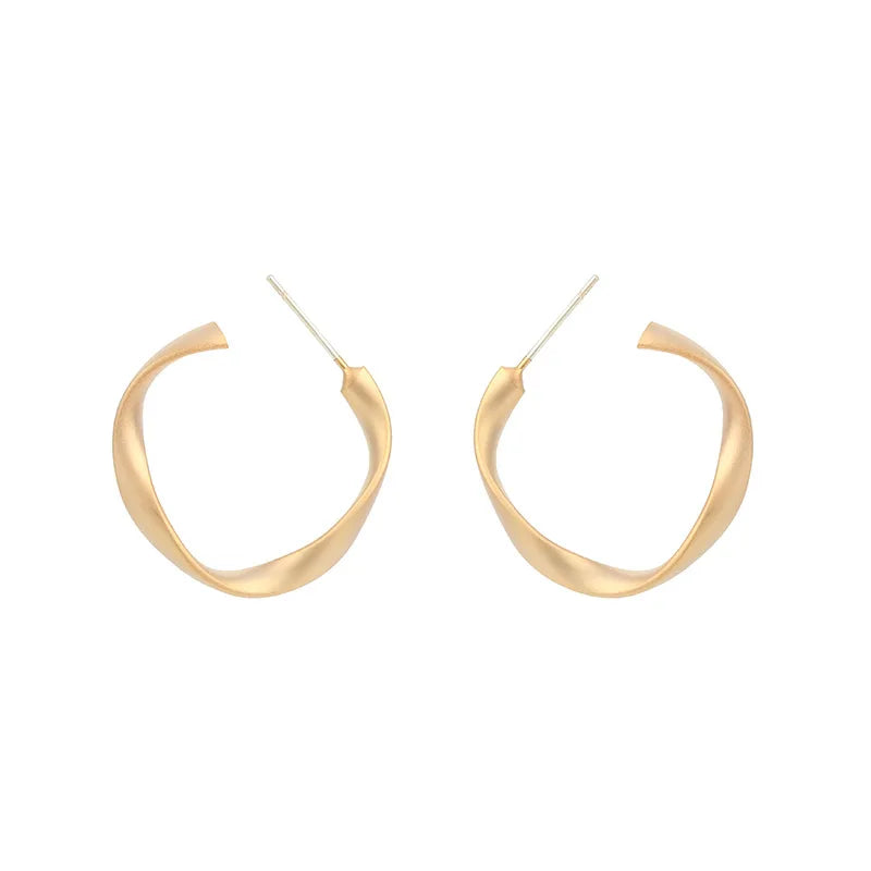 Minimalist Spiral Coil Hoop Alloy Stud & Clip On No Piercing Elegant Commuter Round Metal Earrings
