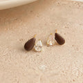 Minimalist Teardrop Zircon Copper Stud Earrings With 14K Plating And Enamel Drip Design