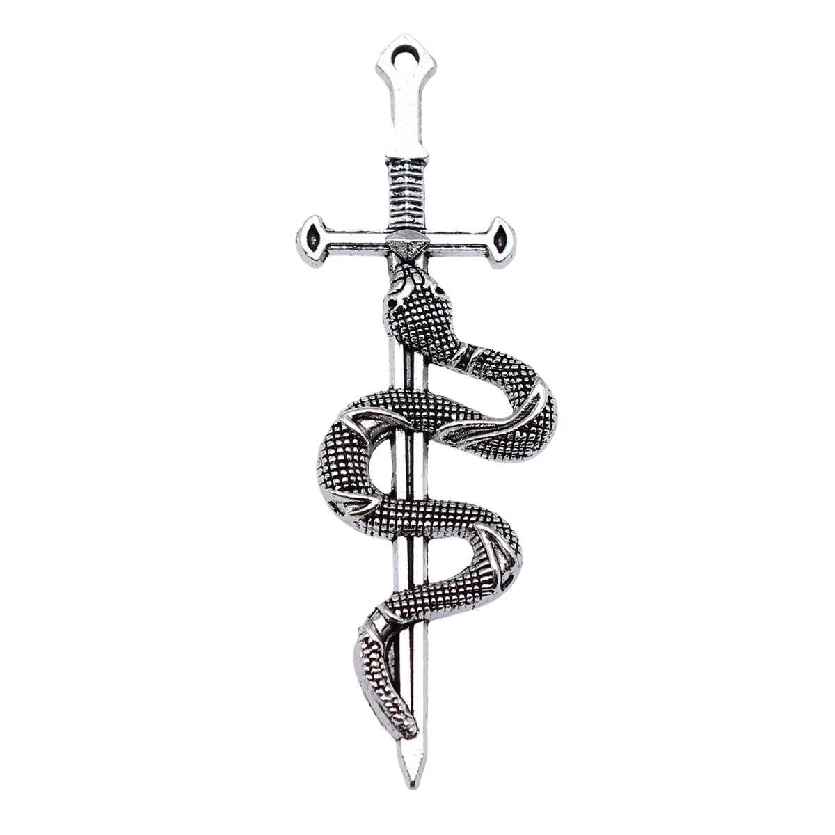 54x17mm 3.4g Antique Silver Zinc Alloy Snake Sword Charm Pendant for DIY Cosplay Jewelry Making