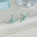 Ocean Blue Glass Crystal Flower Drop Earrings Copper Fresh Sweet Beach Vacation Jewelry