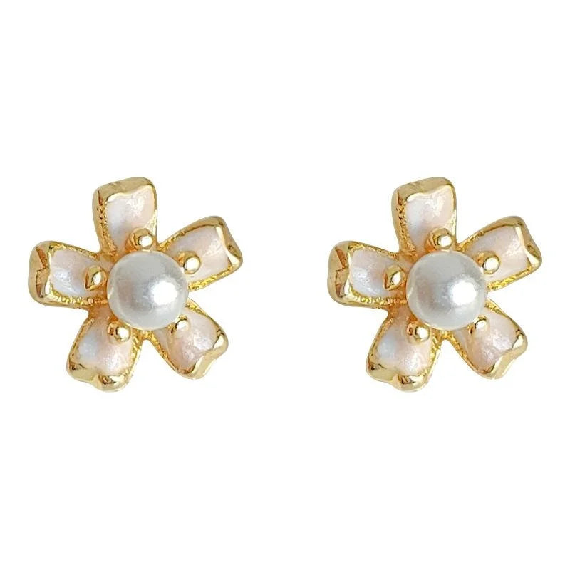 Mini Flower 14K Plated Copper Stud Earrings, Fresh Simple Versatile Jewelry