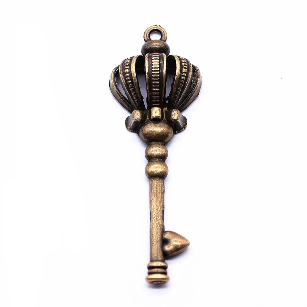 56mm 4.8g Multicolor Zinc Alloy Crown Key Charm Pendant for DIY Bracelet Necklace Jewelry Making