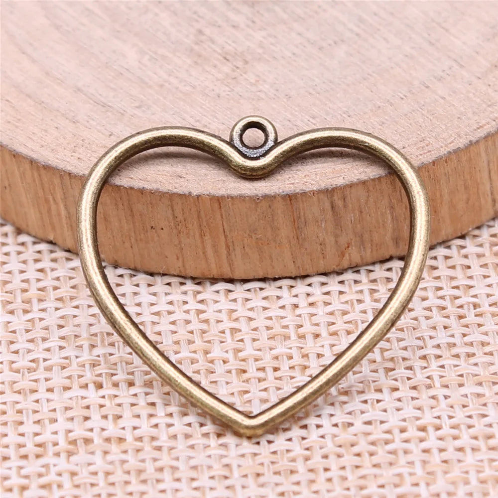 30x28mm 1.49g Multicolor Zinc Alloy Large Hollow Heart Charm Pendant for DIY Necklace Jewelry Making