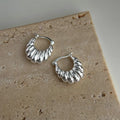 Minimalist Copper Geometric Round Oval Line Texture Drop Earrings For Office Fashion