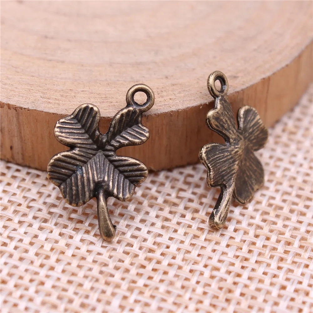 11x15mm 0.6g Multicolor Zinc Alloy Four Leaf Clover Charm Pendant for DIY Bracelet Jewelry Making