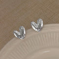 Sweet Cool Heart Stud Earrings Copper Irregular Lava Texture Minimalist Jewelry