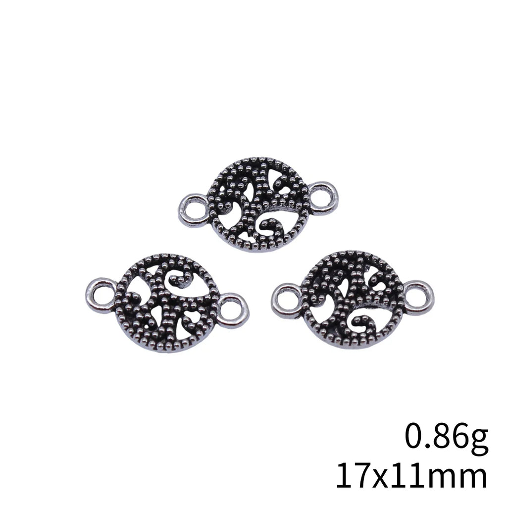 17x11mm 0.86g Multicolor Zinc Alloy Hollow Round Disc Connector Charm for DIY Jewelry Making