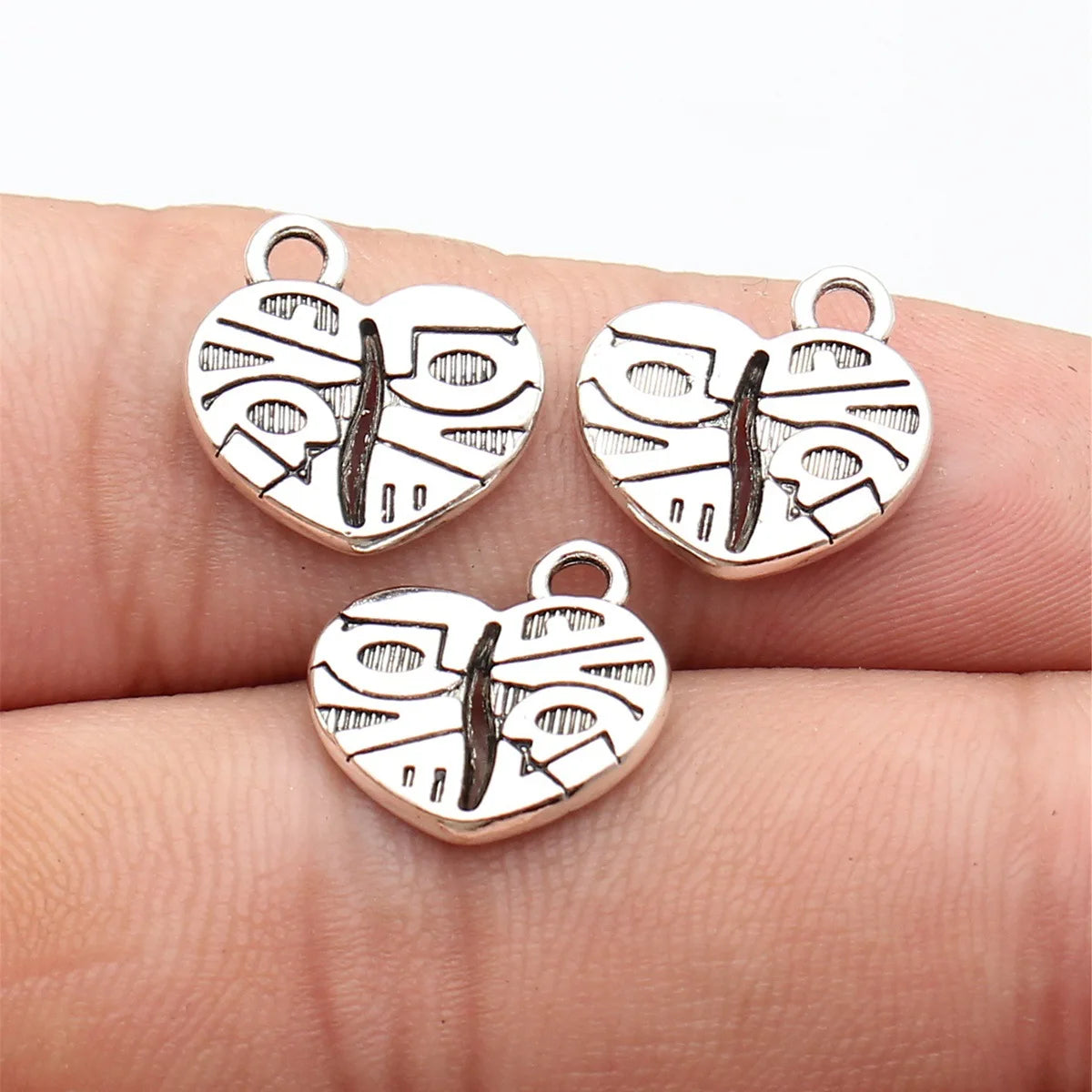 15x12mm 1.5g Antique Silver Zinc Alloy LOVE Heart Charm Pendant for DIY Necklace Bracelet Jewelry
