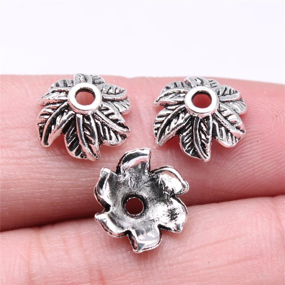 11x5mm 0.8g Antique Silver Zinc Alloy Leaf Bead Cap Pendant Charm for DIY Jewelry Making