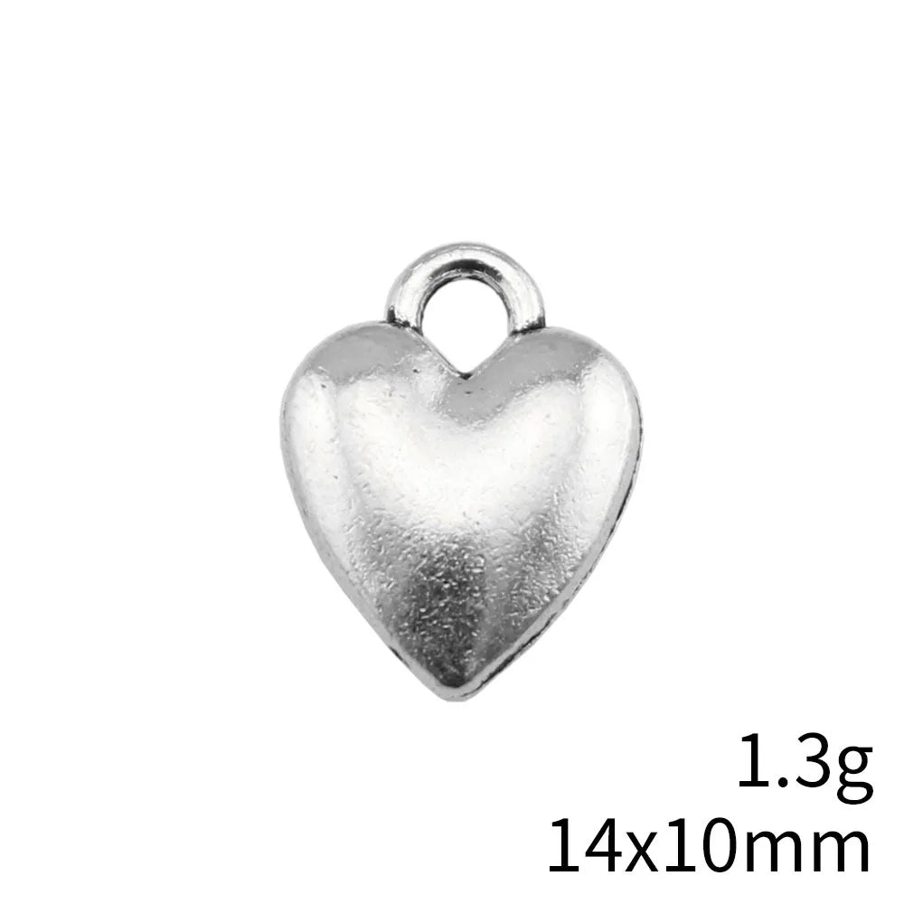 14x10mm 1.3g Multicolor Zinc Alloy Small Heart Charm Pendant for DIY Bracelet Necklace Making