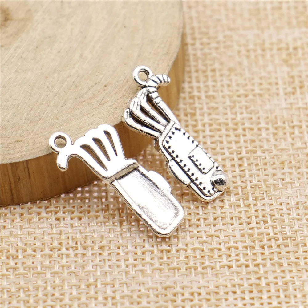 25x11mm 1.3g Multicolor Zinc Alloy Golf Bag Charm Pendant for DIY Necklace Bracelet Making