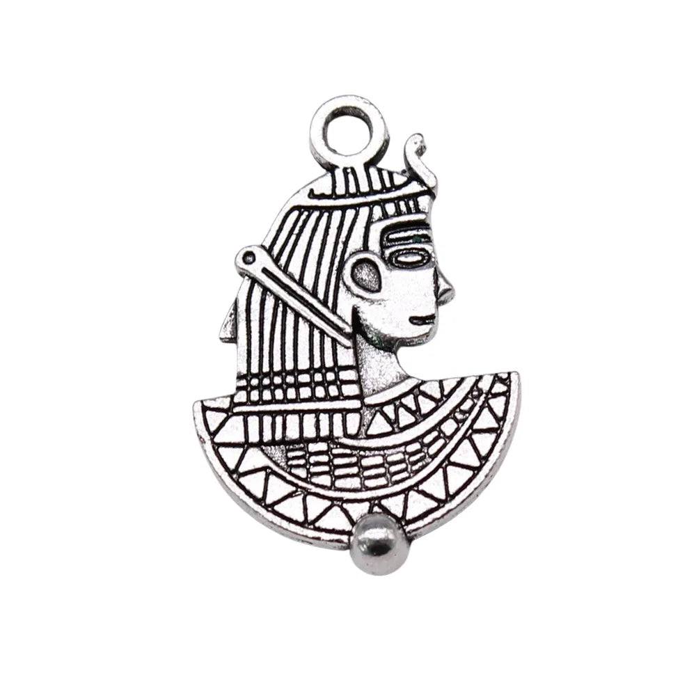 23x16mm 1.72g Antique Silver Zinc Alloy Egyptian Cleopatra Charm Pendant for DIY Necklace Making