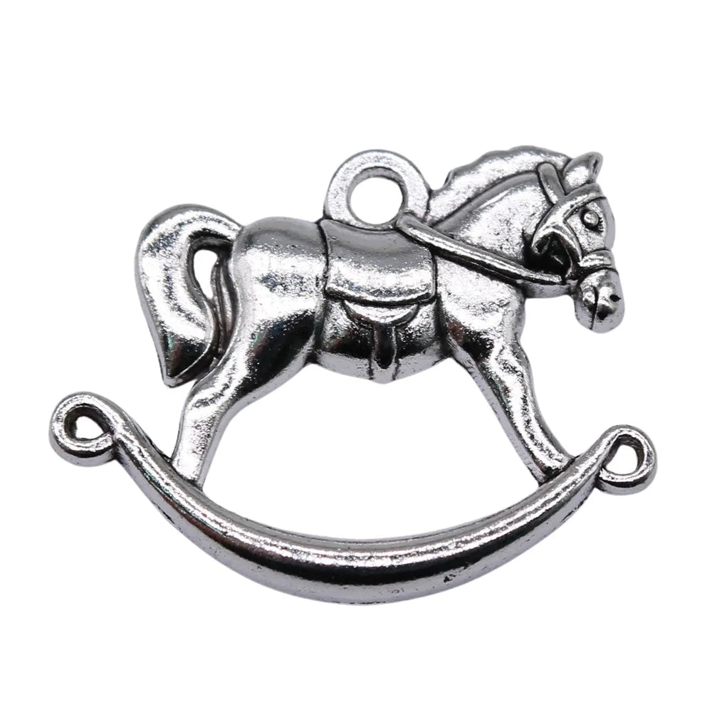 30x23mm 3.91g Antique Silver Zinc Alloy Rocking Horse Charm Pendant for DIY Necklace Bracelet Jewelry