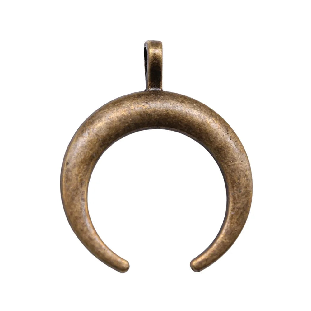 40x33mm 4.3g Multicolor Zinc Alloy Crescent Cow Horn Charm Pendant for DIY Bracelet Necklace Making