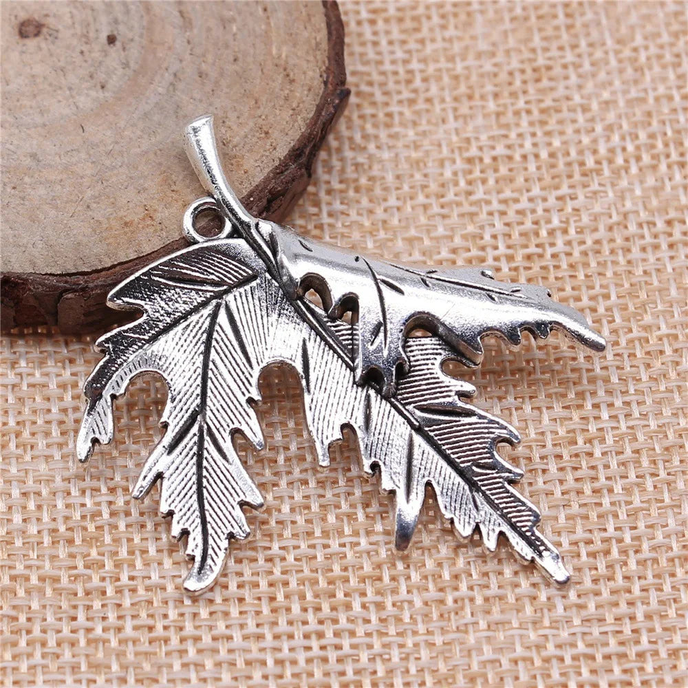 55x45mm 7.6g Multicolor Zinc Alloy Leaf Charm Pendant for Necklace Bracelet DIY Jewelry Making