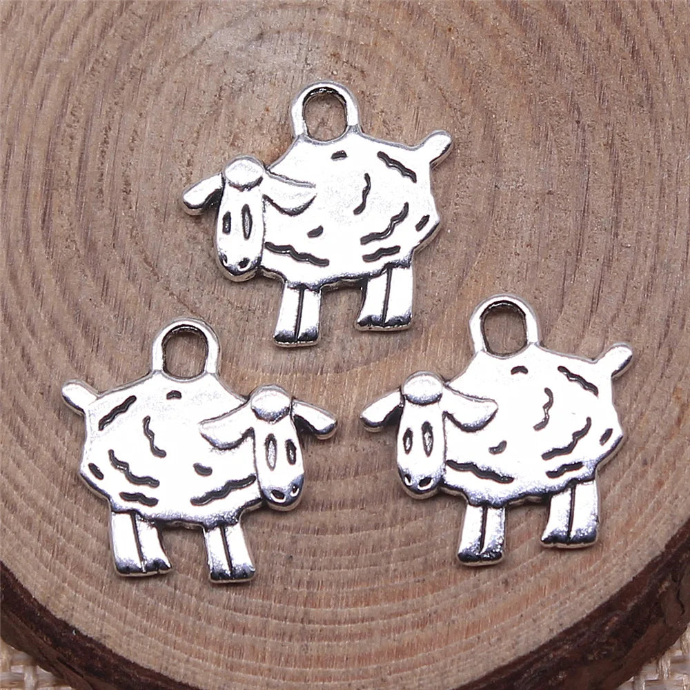 14x15mm 1g Antique Silver Zinc Alloy Sheep Charm Pendant for DIY Bracelet Necklace Making