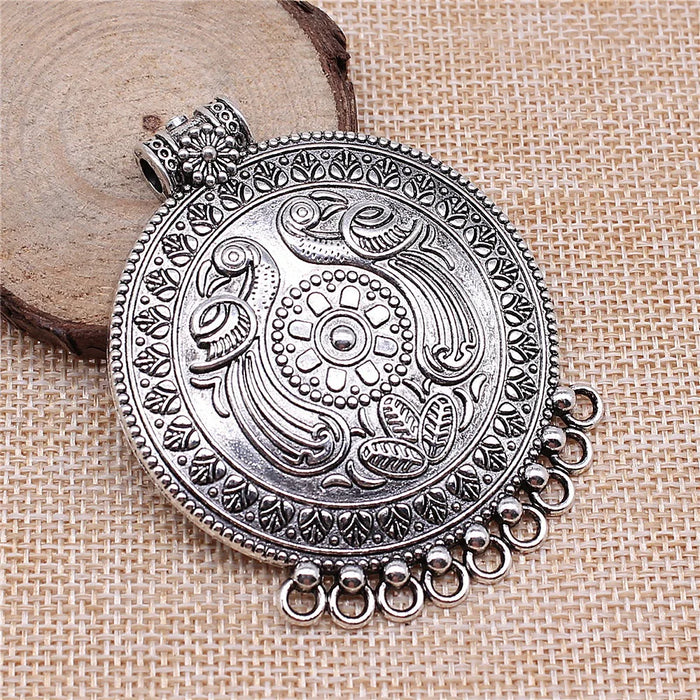55x69mm 18g Multi Color Zinc Alloy Phoenix Bird Round Disc Charm Pendant for DIY Necklace Making