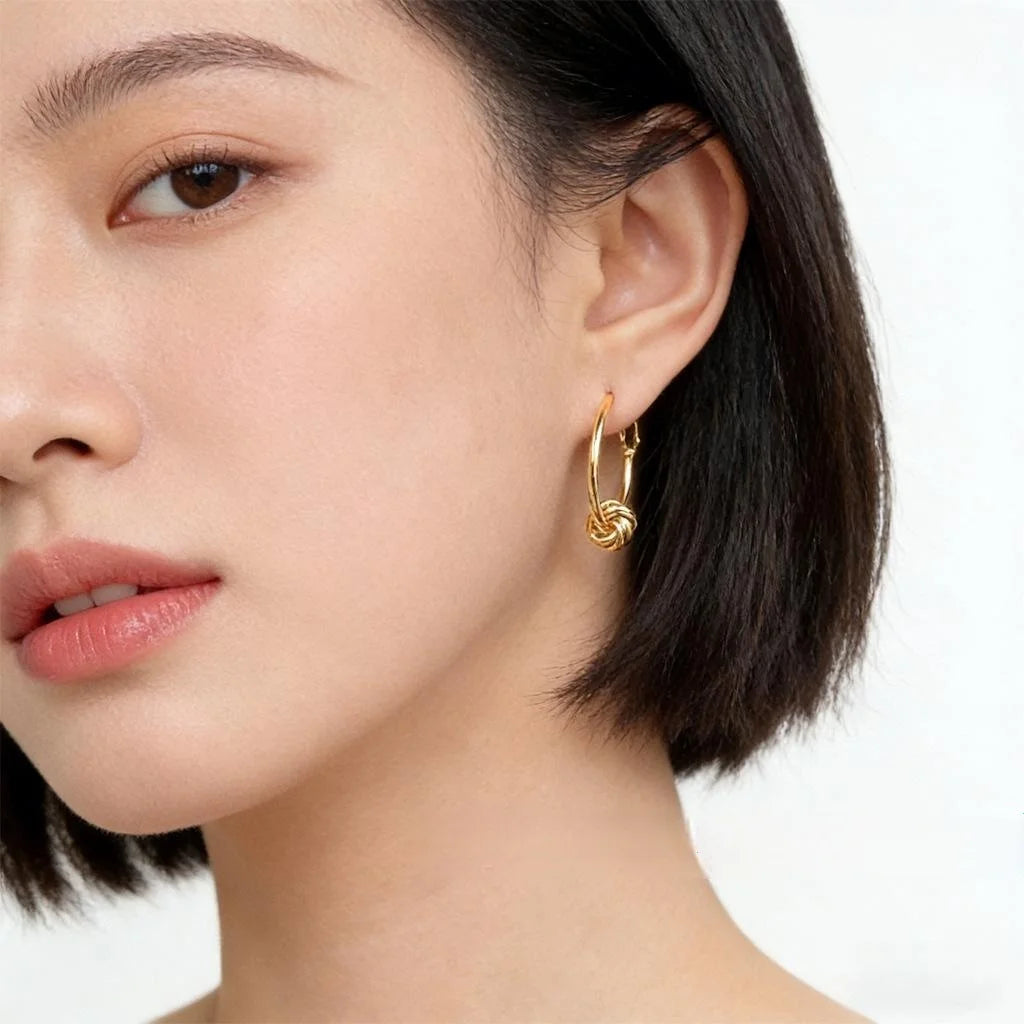 Fashion Geometric Twisted Circle Hoop Earrings Copper Luxury Style Jewelry