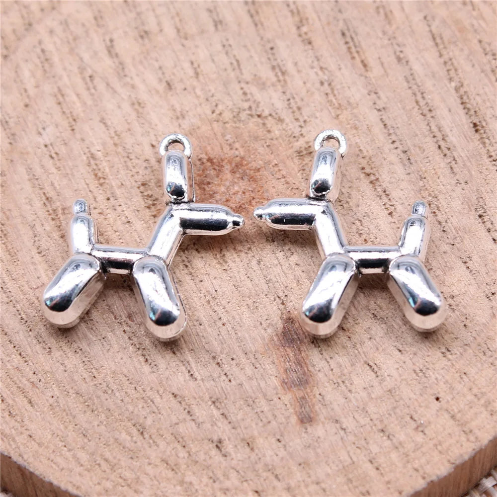 19x15mm 2.09g Antique Silver Zinc Alloy Balloon Poodle Charm Pendant for DIY Bracelet Necklace