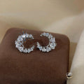 Copper Zircon Moon Stud Earrings For Women Trendy Sweet Cool Creative Jewelry