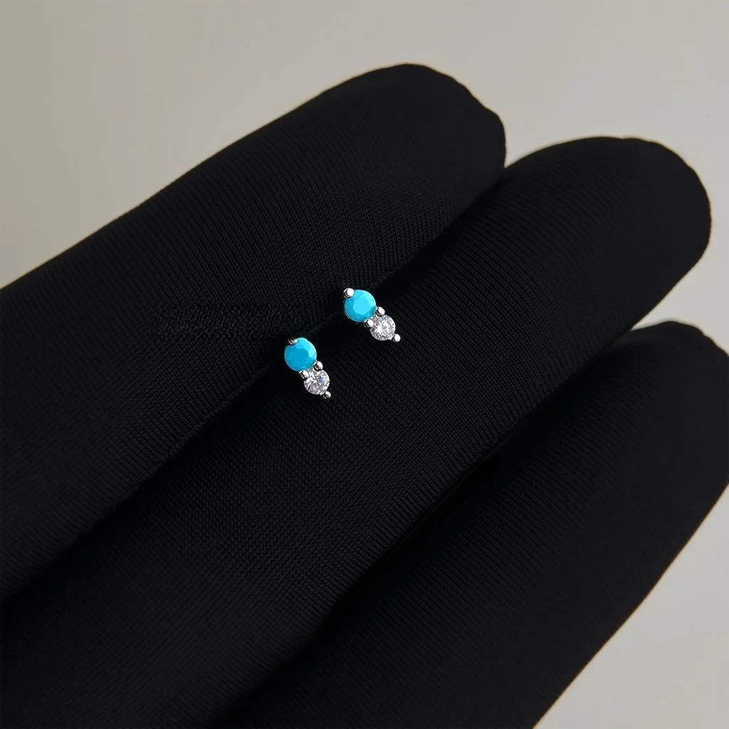 Vacation Style Mini Light Luxury Geometric Round Zircon Copper Stud Earrings
