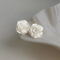 Sweet Elegant Copper Resin Rhinestone Flower Rose Flower Stud Earrings For Women