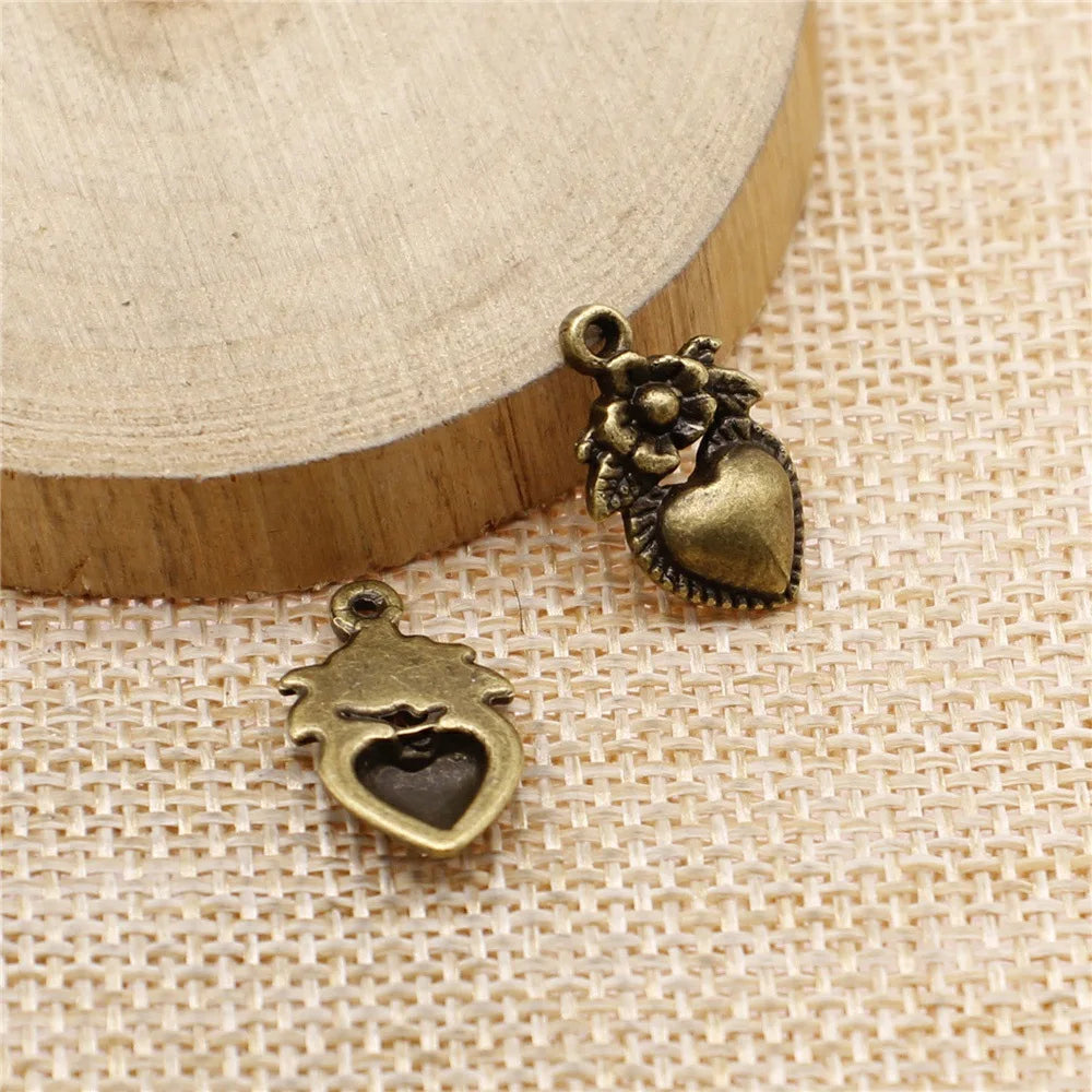 11x18mm 0.8g Multicolor Zinc Alloy Flower Heart charm pendant for DIY necklace bracelet making