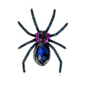 Luxury Blue Rhinestone Spider Brooch In Alloy, Halloween Animal Lapel Pin Corsage Suit Accessory Gift