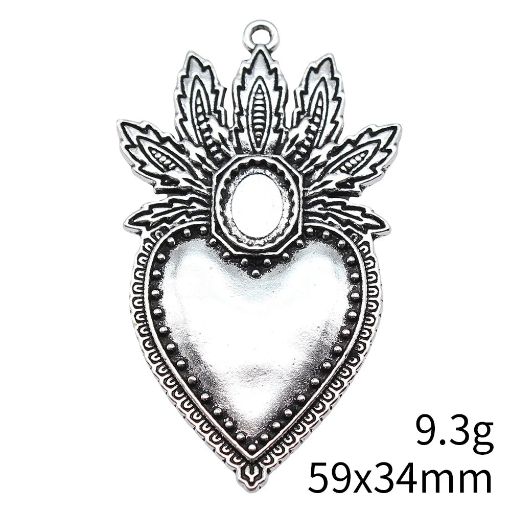 59x34mm 9.3g Antique Silver Zinc Alloy Gothic Heart Charm Pendant for DIY Necklace Bracelet Making