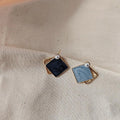Klein Blue Silver Plated Copper Floral Round Stud Earrings, Hong Kong Style Korean Fashion