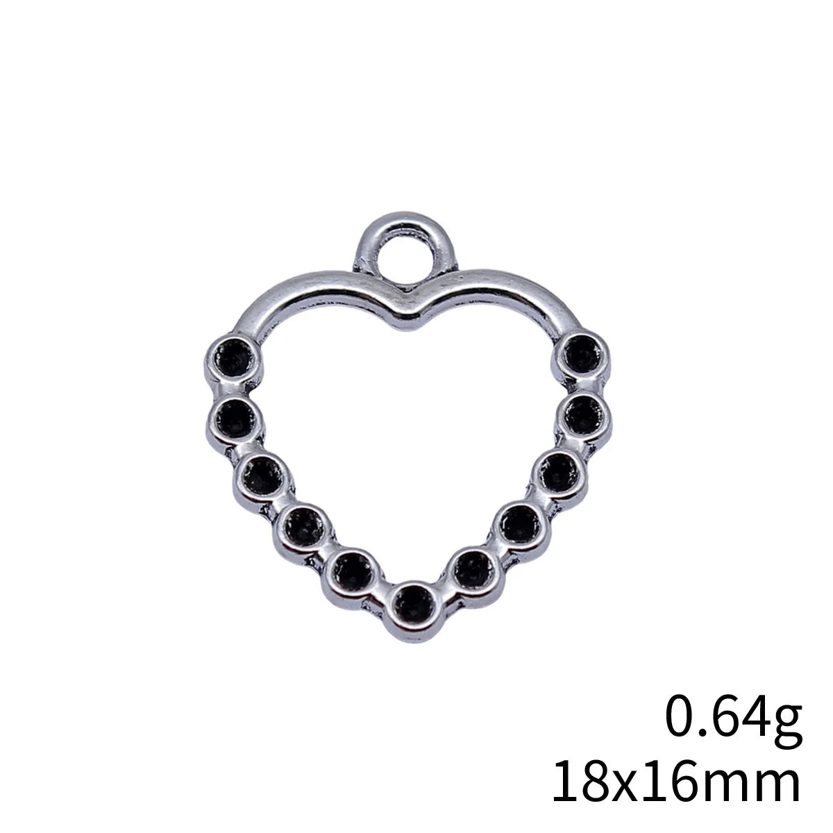 18x16mm 0.64g Antique Silver Zinc Alloy Heart Rhinestone Setting Charm Pendant for DIY Jewelry Making