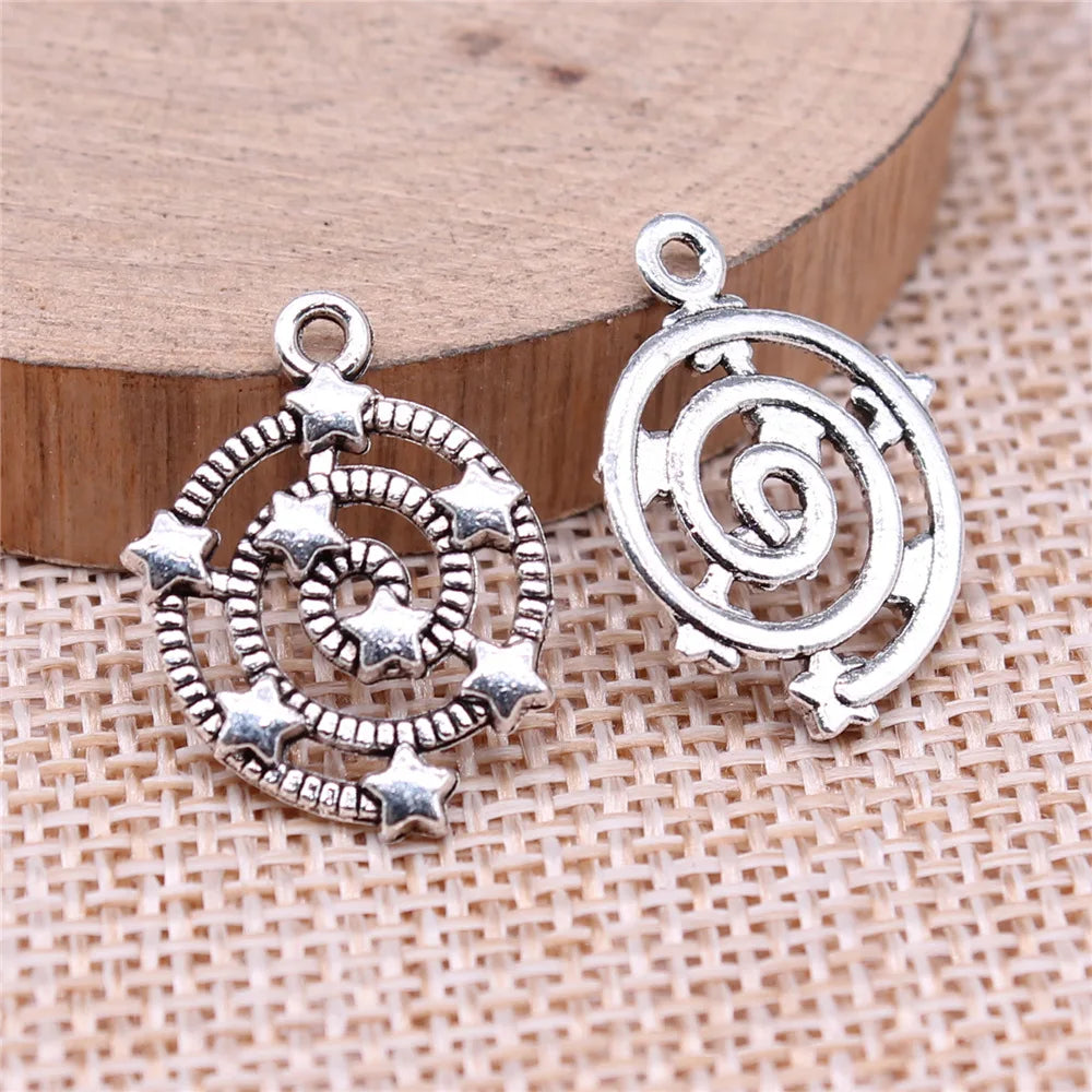 21x15mm 0.7g Antique Silver Zinc Alloy Star Charm Pendant for DIY Celestial Jewelry Making