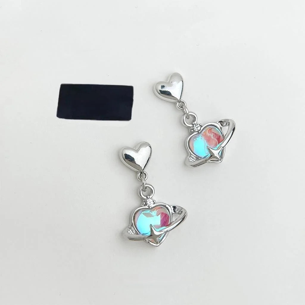 Style Silver Plated Eco Copper Heart Stud Earrings Minimalist Geometric Jewelry