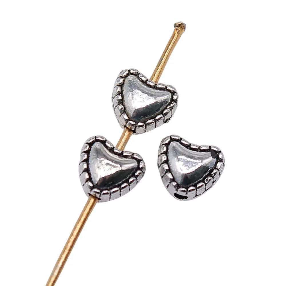 5x4mm 0.5g Antique Silver Zinc Alloy Heart Spacer Beads for DIY Bracelet Necklace Jewelry Making