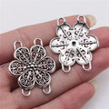 32x38mm 3.3g Antique Silver Zinc Alloy Four Hole Body Chain Connector Charm for Vintage Jewelry Making