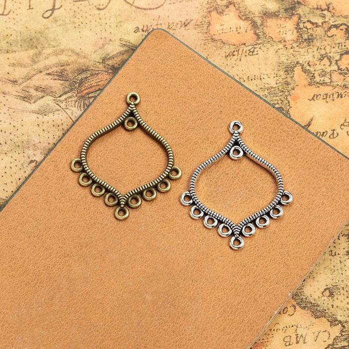 Antique Silver Zinc Alloy Hollow Charm Pendant for DIY Necklace Bracelet Jewelry Making — 30×37mm
